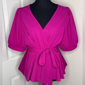 SHEIN Elegant Magenta Wrap Top